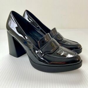 Naturalizer Amble Black Patent Leather Loafer Heeled Pumps Womens 9M
